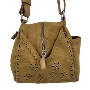 Vtg 90's Hogan Handbag Baguette Unique Rare‎ Hippy Western Native Studded Tan